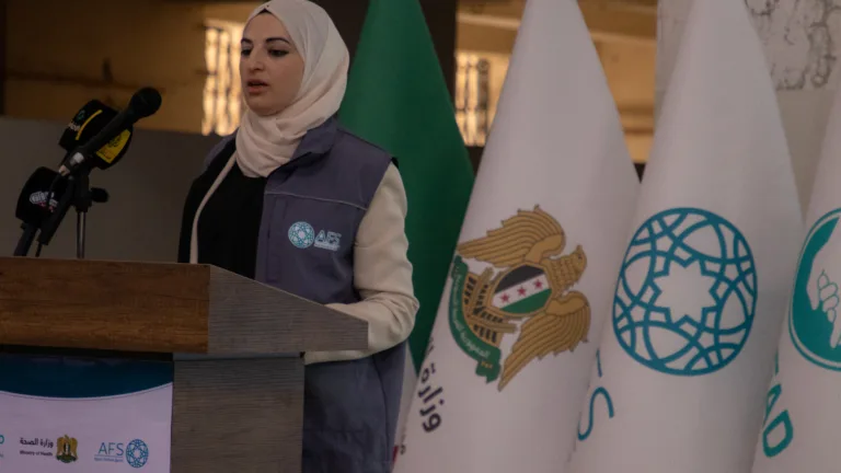 Ola Batta delivering a speech at the event.